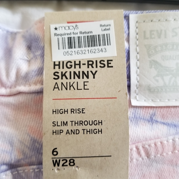 New Levi pink purple tie die high rise skinny jean - Picture 5 of 6
